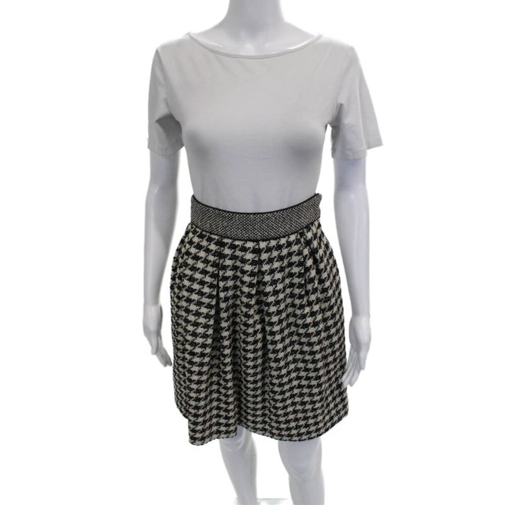Proenza Schouler Womens Pleated Virgin Wool Check Short Skirt Black Size 8